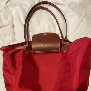 Red Longchamp Le Pliage bag